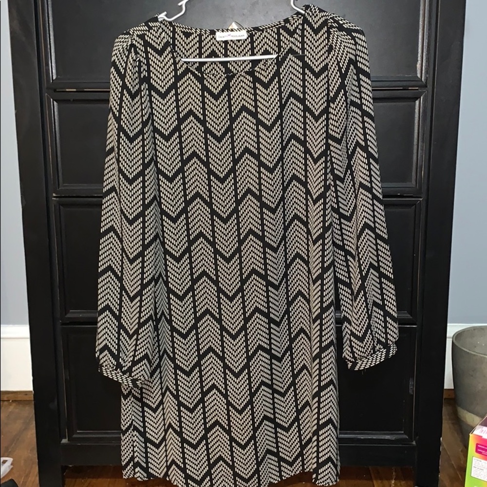 long sleeve fall dress black and tan